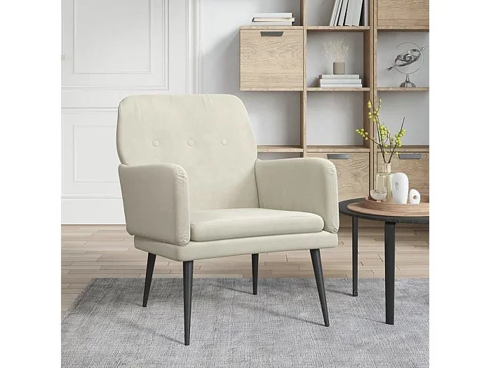 Sillón de terciopelo crema 62x79x79 cm