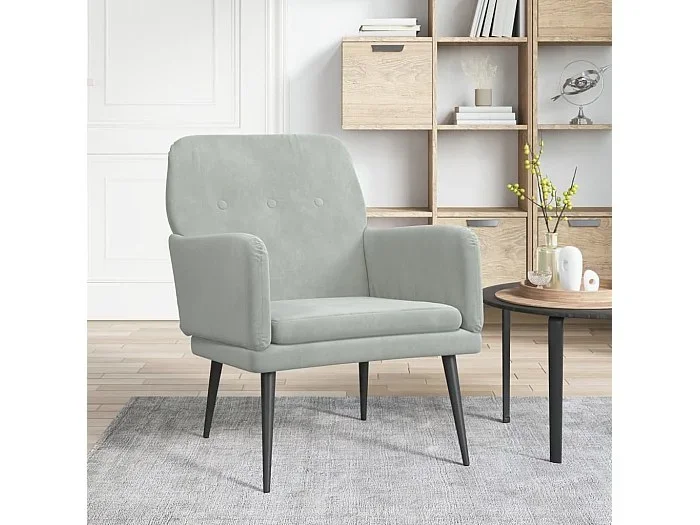 Sillón de terciopelo gris claro 62x79x79 cm ES74825