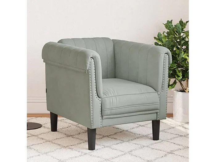 Sillón de terciopelo gris claro