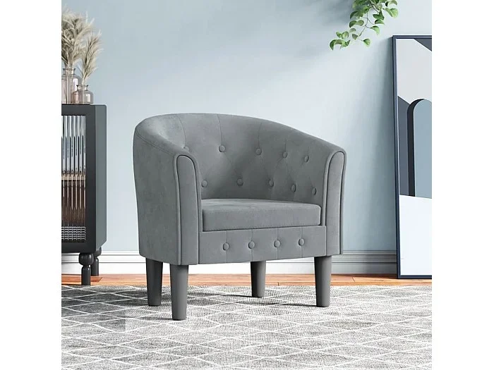 Sillón de terciopelo gris oscuro