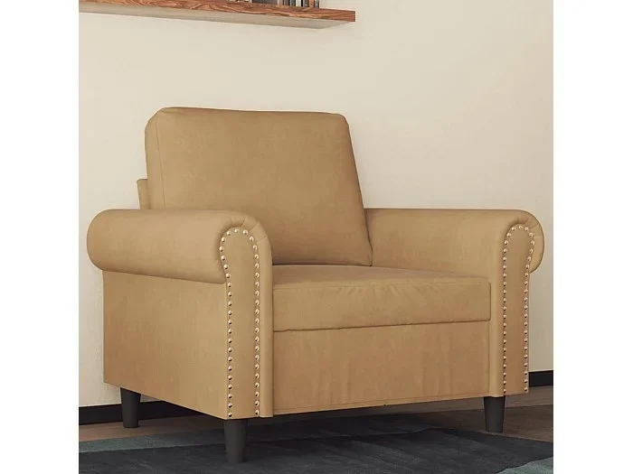 Sillón de terciopelo marrón 60 cm