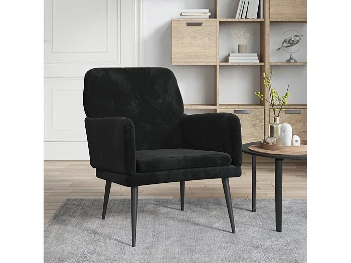 Sillón de terciopelo negro 62x79x79 cm