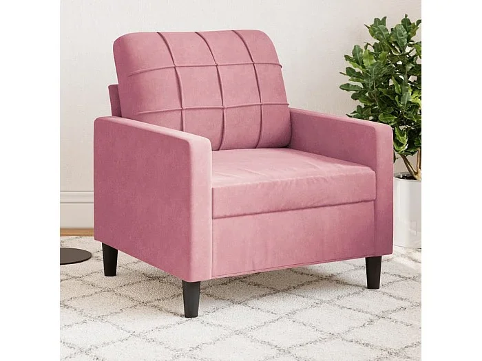 Sillón de terciopelo rosa 60 cm