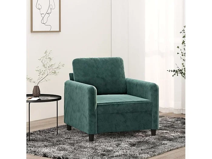 Sillón de terciopelo verde oscuro 60 cm