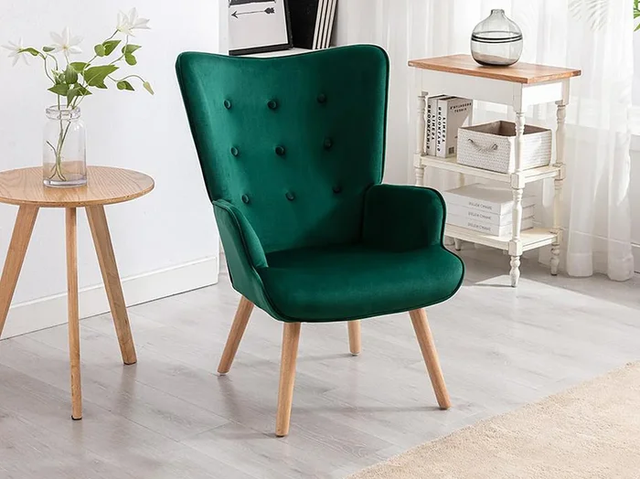 Sillón de terciopelo verde VATELY