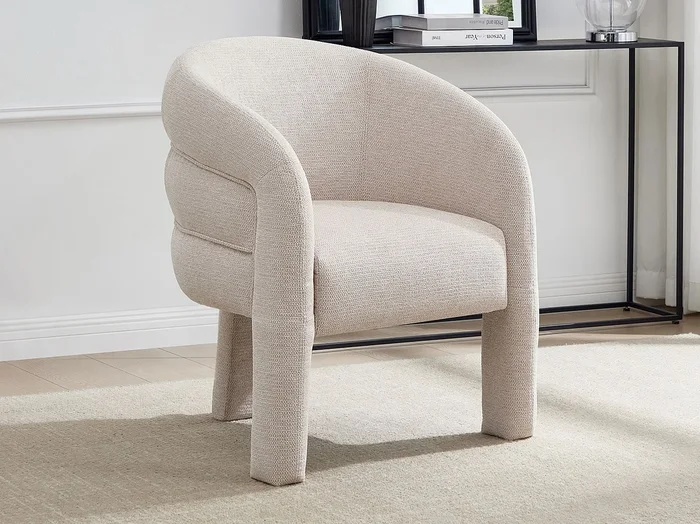 Sillón en tejido texturizado beige ZELUVA