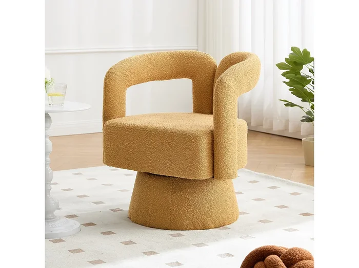 Sillón giratorio de 360° con asiento acolchado, diseño de salón para sala de estar, oficina, senfgelb
