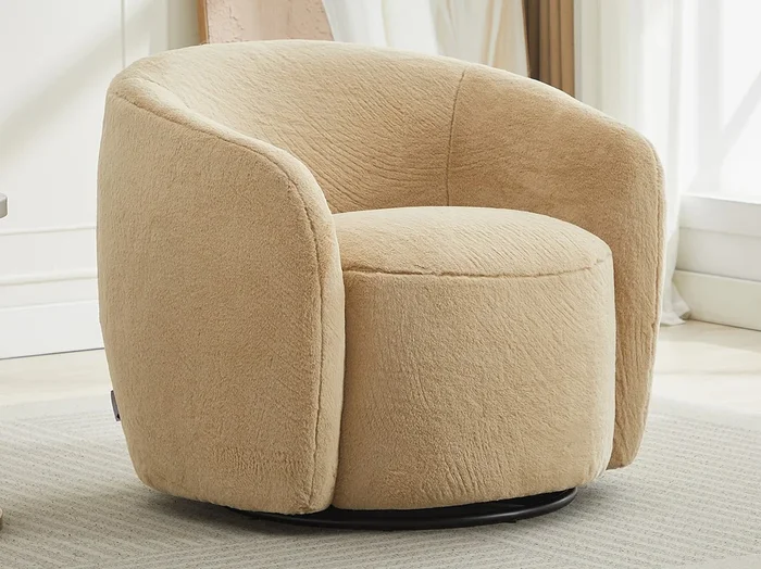 Sillón giratorio de piel sintética topo VEREIDE