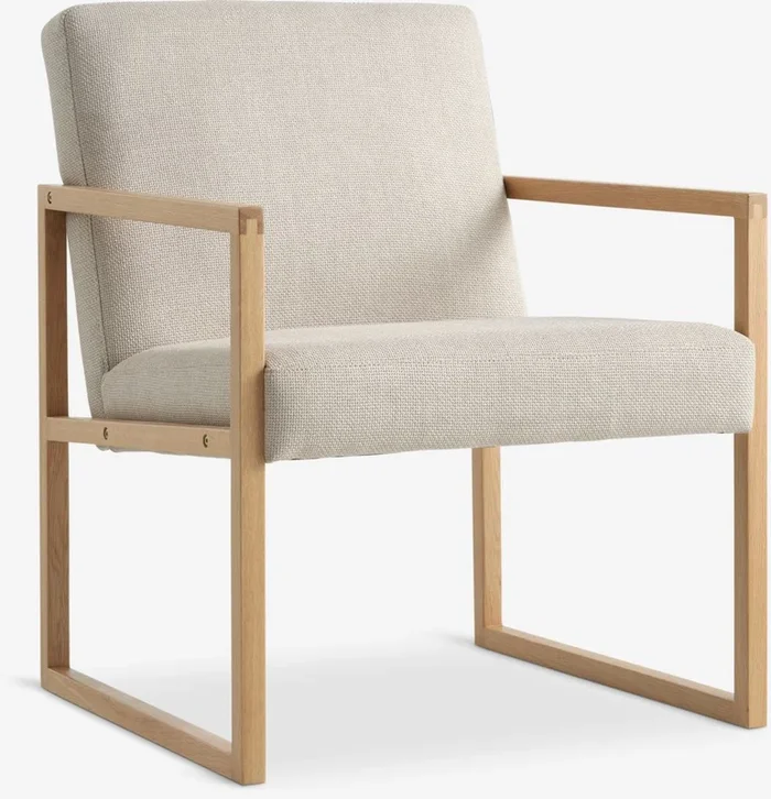 Sillón KALUNDBORG tela arena/roble natural