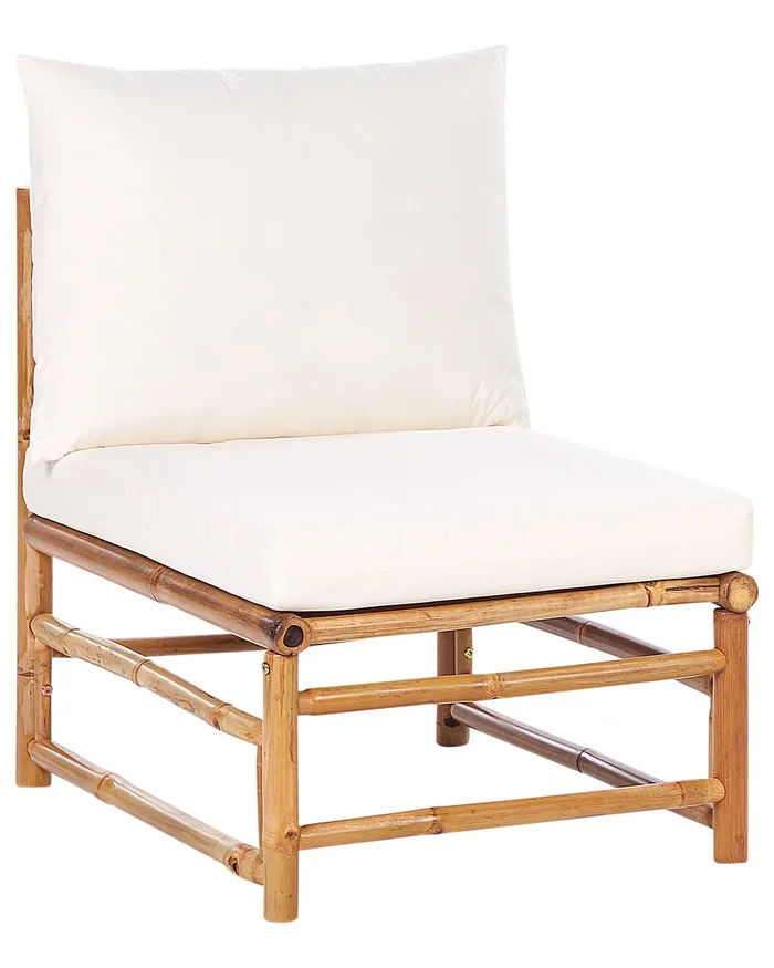 Sillón modular de jardín CERRETO Madera de bambú Blanco crema