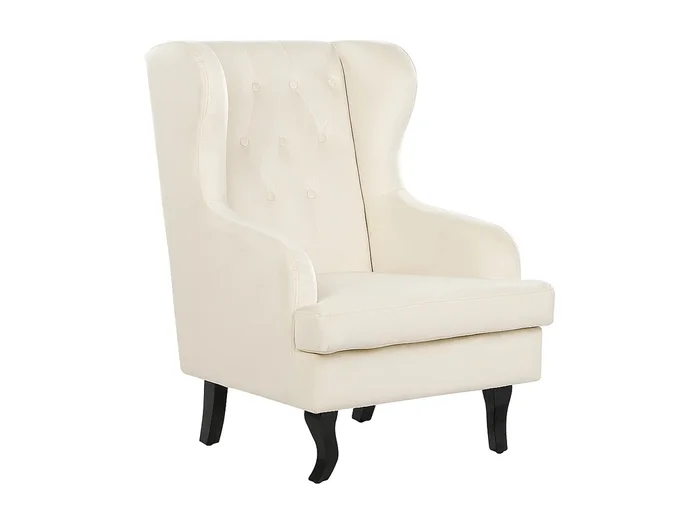 Sillón orejero ALTA Terciopelo Blanco crema