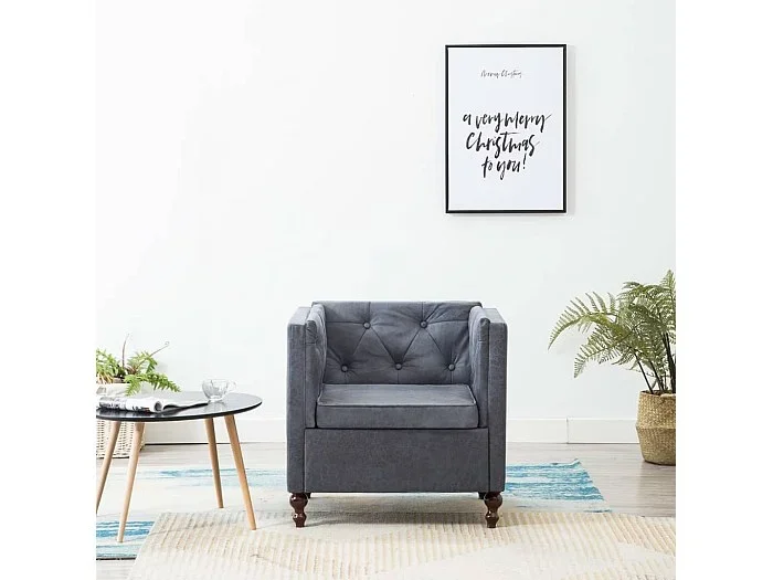 Sillón tapizado de tela gris ES93793