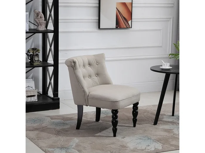 Sillón vintage de lino con reposabrazos para salón y comedor beige 67x67x78 cm