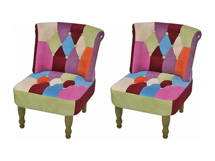 Sillones de estilo francés 2 unidades tela retales Patchwork