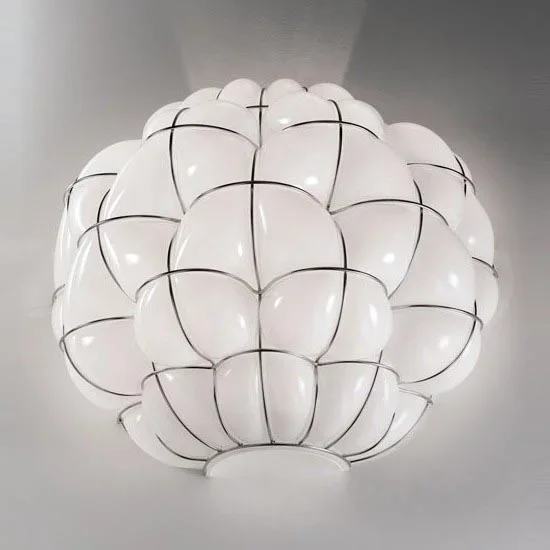 SIRU – Aplique POUFF 1xE27/60W/230V cromo brillante/blanco vidrio veneciano