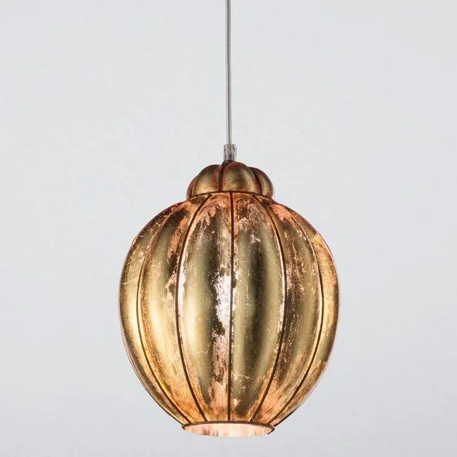 SIRU – Lámpara colgante FOGLIA ORO 1xE27/60W/230V diá. 25 cm Vidrio veneciano/dorado