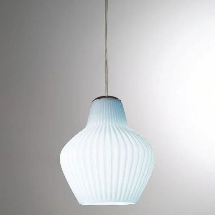 SIRU – Lámpara colgante LONDON 1xE27/60W/230V azul/cromo brillante Vidrio veneciano