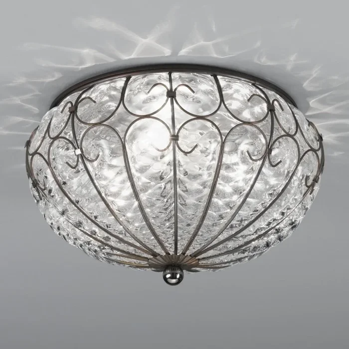 SIRU – Plafón SAN TOMÀ 3xE14/40W/230V transparente/cromo mate vidrio veneciano