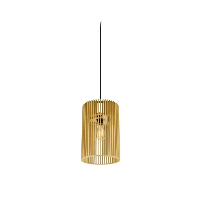 SLV Lámpara colgante Wud, madera clara, Ø 25 cm, madera