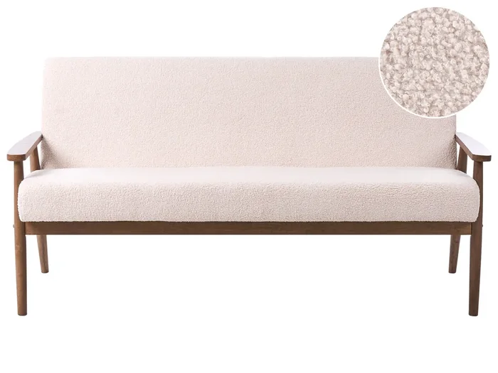 Sofá 3 plazas ESRUM Bouclé Marrón oscuro/Beige