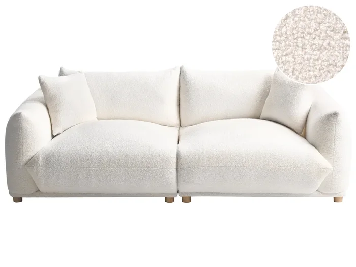 Sofá 3 plazas LUVOS Bouclé Blanco crema