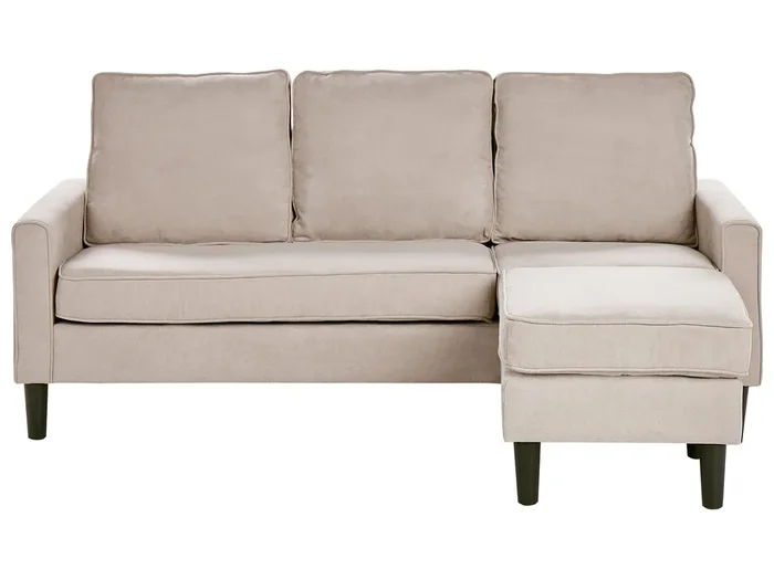 Sofa 3 Seater AVESTA Fabric Beige with Ottoman