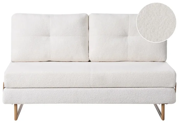 Sofá cama 3 plazas JERSLEV Bouclé Blanco crema