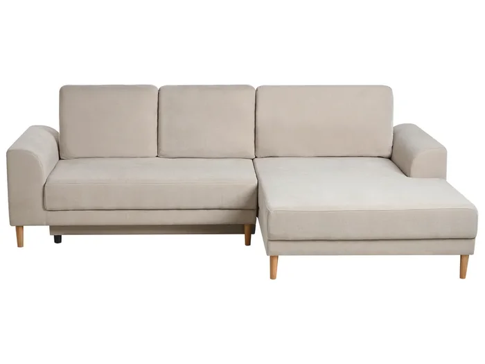 Sofá cama esquinero 3 plazas NUBORG Chenilla Beige Izquierda