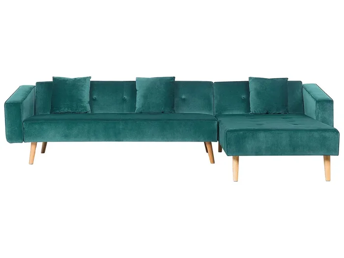 Sofá cama esquinero 4 plazas VADSO Terciopelo Verde esmeralda Izquierda