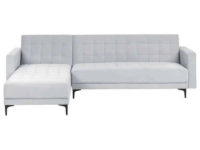 Sofá cama esquinero modular 4 plazas ABERDEEN Terciopelo Gris claro Derecha