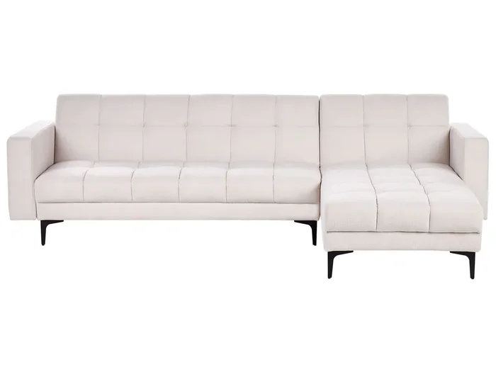 Sofá cama esquinero modular 4 plazas ALNES Tela Blanco crema