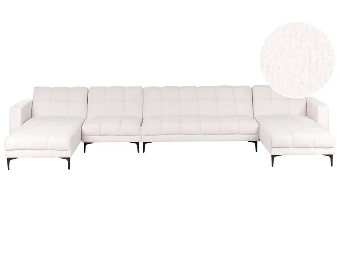 Sofá cama modular en U 6 plazas ALNES Bouclé Blanco