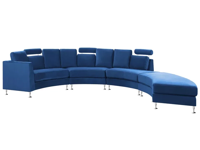 Sofá curvo 7 plazas ROTUNDE Terciopelo Azul oscuro