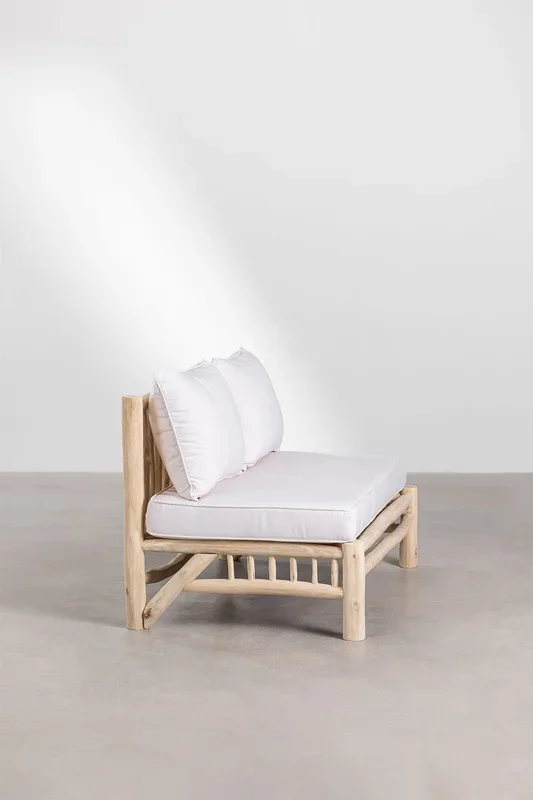 Sofá de 2 Plazas sin Reposabrazos en Madera de Teca Narel Marrón Madera Natural – SKLUM