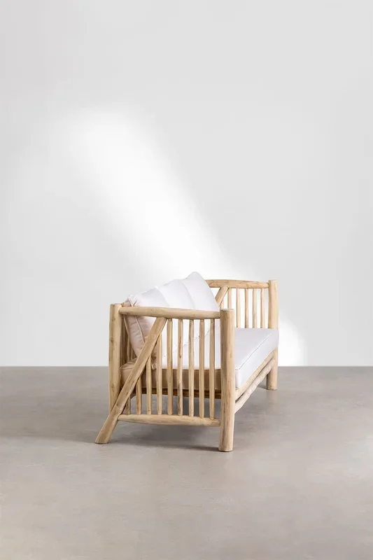 Sofá de 3 Plazas en Madera de Teca Narel Marrón Madera Natural – SKLUM
