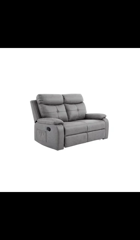Sofá dos plazas relax con palanca modelo Cruise tapizado textil gris cemento, 150cm(Ancho) 90cm(Fondo) 102cm(Alto)