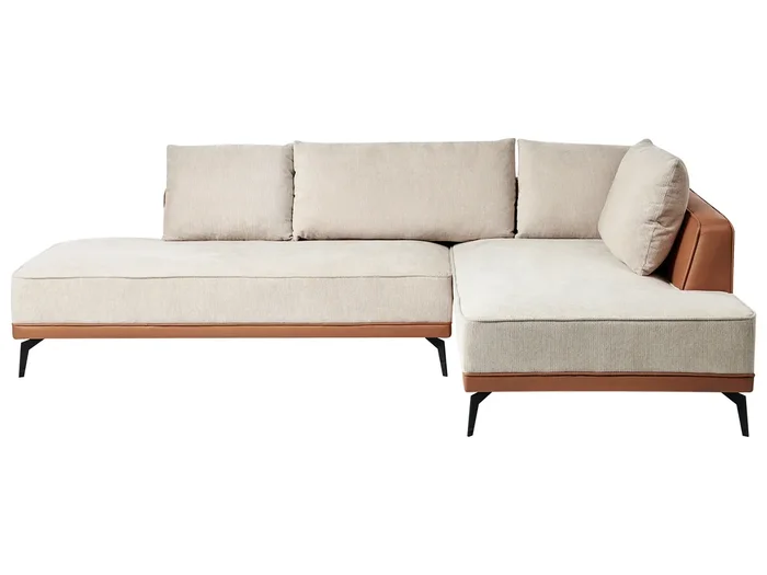 Sofá esquinero 3 plazas MYKEN Tela Beige claro Izquierda