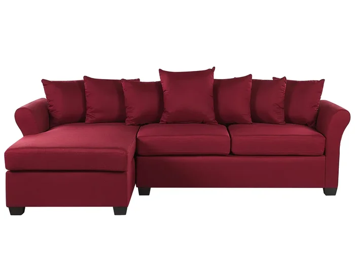 Sofá esquinero 3 plazas VIKNA Tela Rojo oscuro Derecha