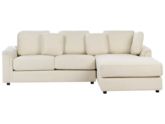 Sofá esquinero 4 plazas KOHLO Tela Beige claro Izquierda