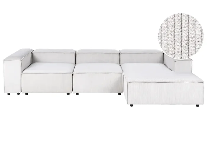 Sofá esquinero modular 4 plazas ARDAL Pana Blanco crema Izquierda