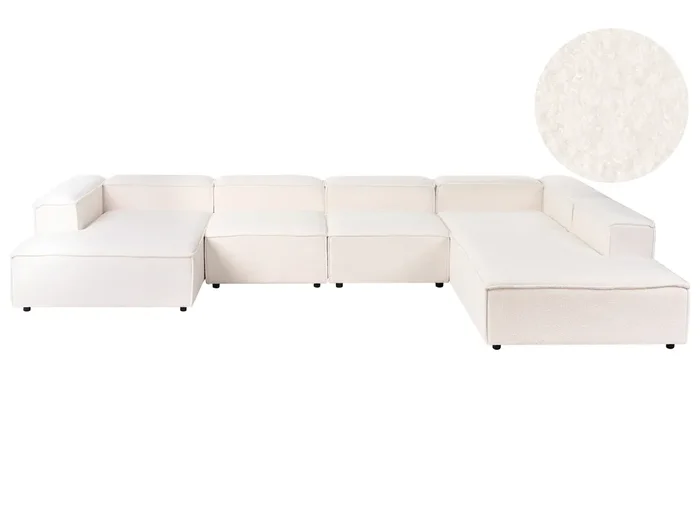 Sofá esquinero modular 5 plazas ARDAL Bouclé Blanco crema Izquierda