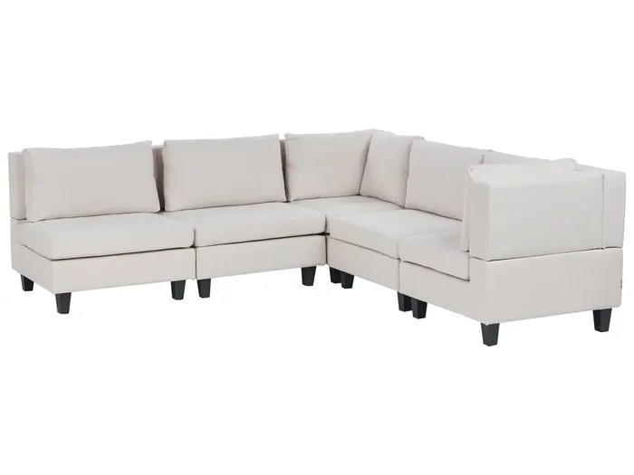 Sofá esquinero modular 5 plazas UNSTAD Tela Beige claro Izquierda