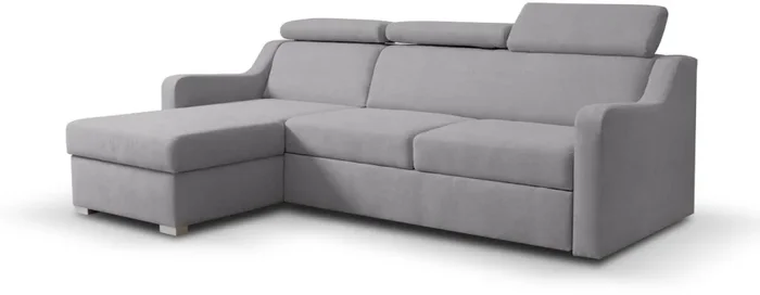 Sofá esquinero universal extensible con espacio de almacenamiento PORTO gris
