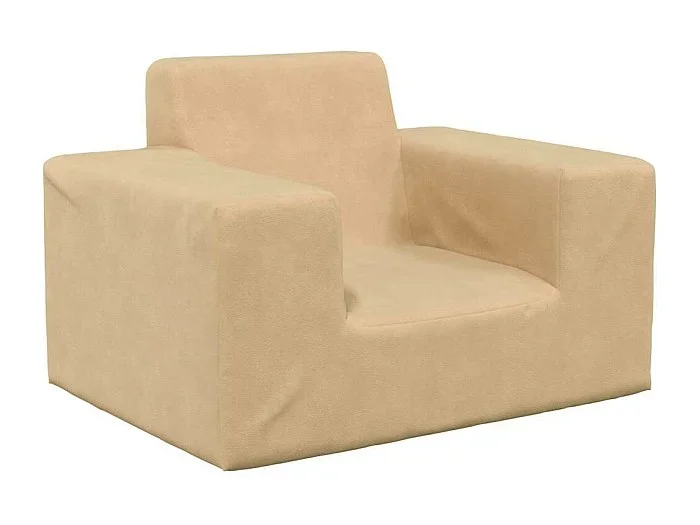 Sofá infantil de felpa suave color crema