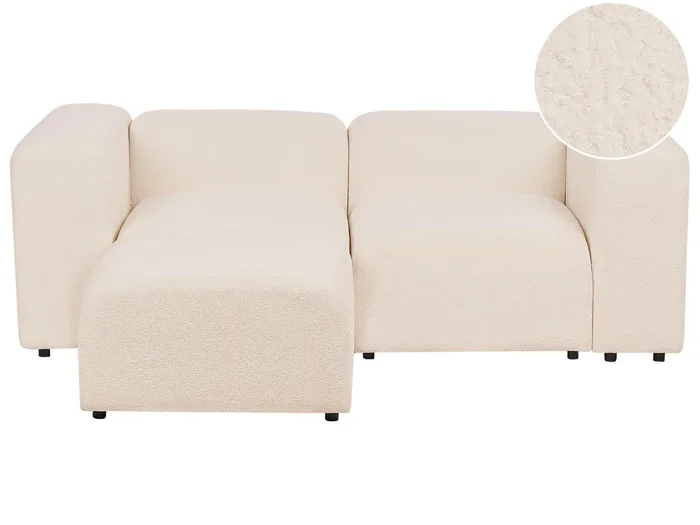 Sofá modular 2 plazas FALSTERBO Bouclé Beige claro con otomana