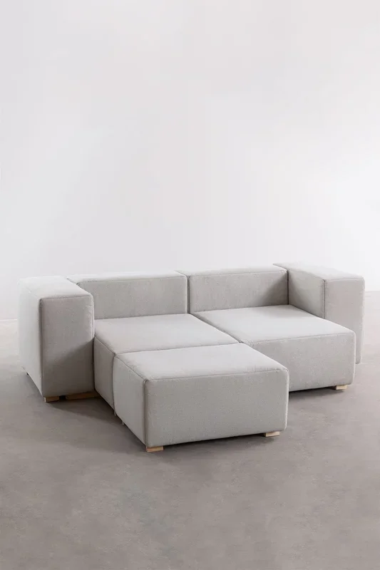 Sofá Modular Chaise Longue de 3 Piezas con 2 Reposabrazos Robert Beige Crema – SKLUM
