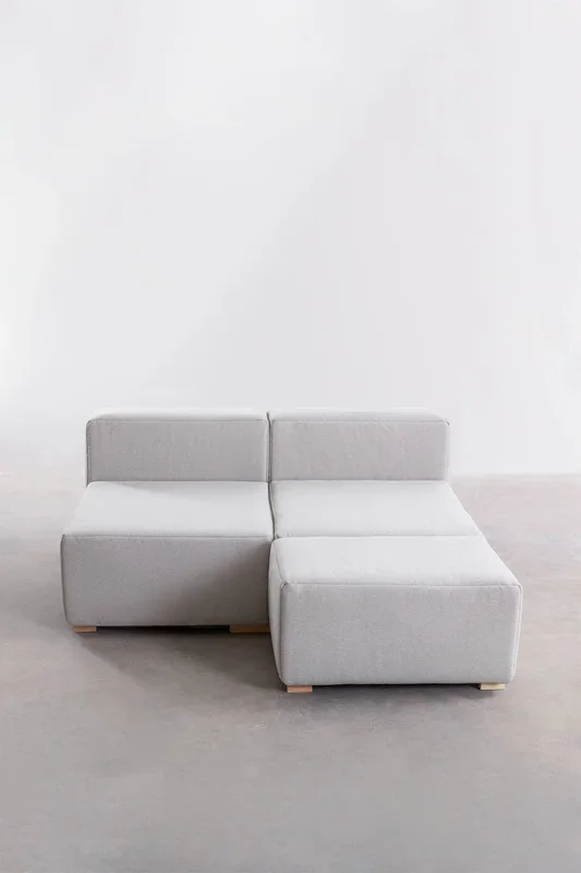 Sofá Modular Chaise Longue de 3 Piezas Robert Beige Crema – SKLUM