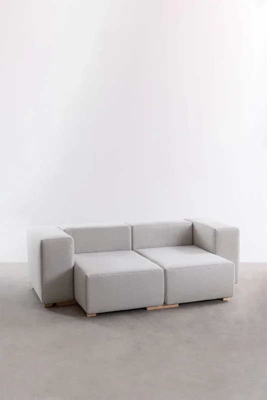 Sofá Modular de 2 Piezas con 2 Reposabrazos Robert Beige Crema – SKLUM
