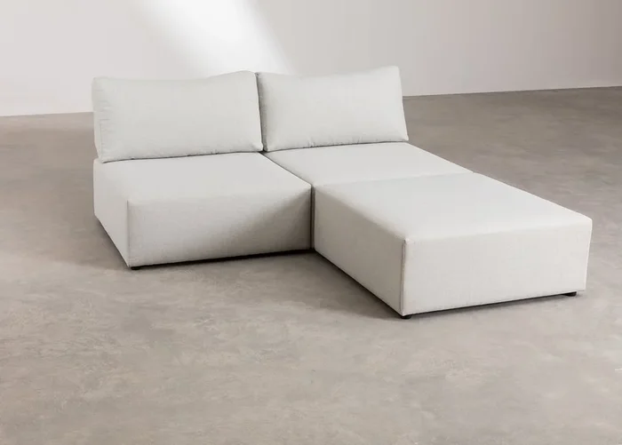 Sofá Modular de 2 Piezas con Puff Kata Beige Crema – SKLUM