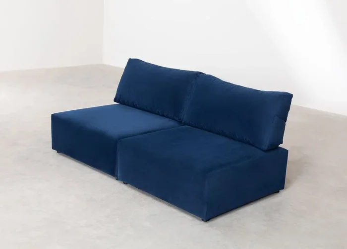 Sofá Modular de 2 Piezas en Terciopelo Kata Azul Marino – SKLUM